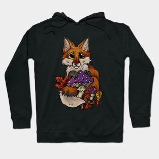 Baby Fox with Enchanted Purple Mushroom Hoodie